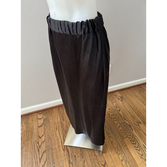 THEORY Easy Pull On Midi Skirt in Double Sateen Black Size Small - Picture 6 of 10